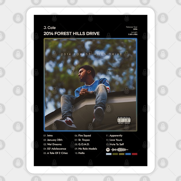 J. Cole - 2014 Forest Hills Drive Tracklist Album Magnet by 80sRetro